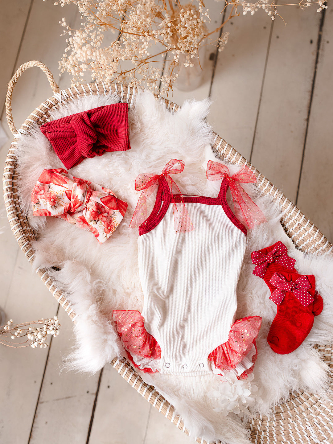 All I Wish - White & Red Romper