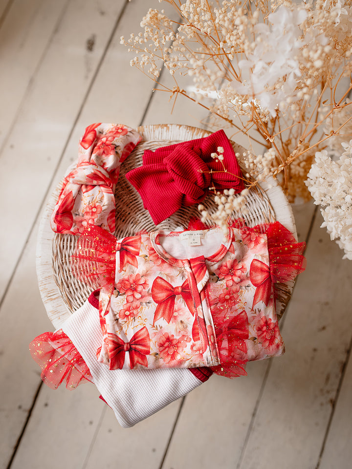 All I Wish - Red Bow Onesie