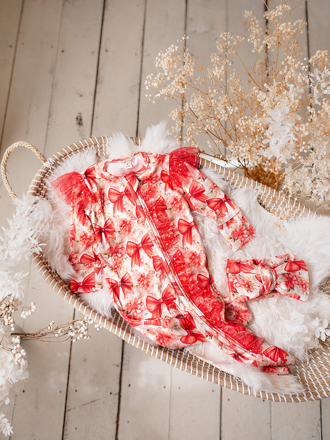 All I Wish - Red Bow Onesie