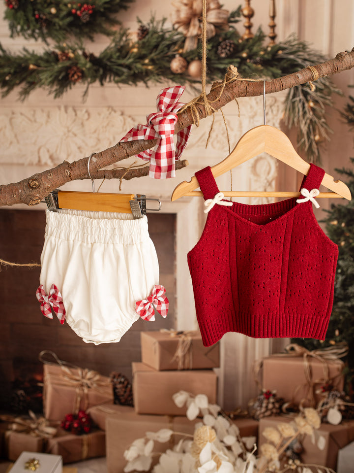 Cherry Pop Knitted Top - Deep Red