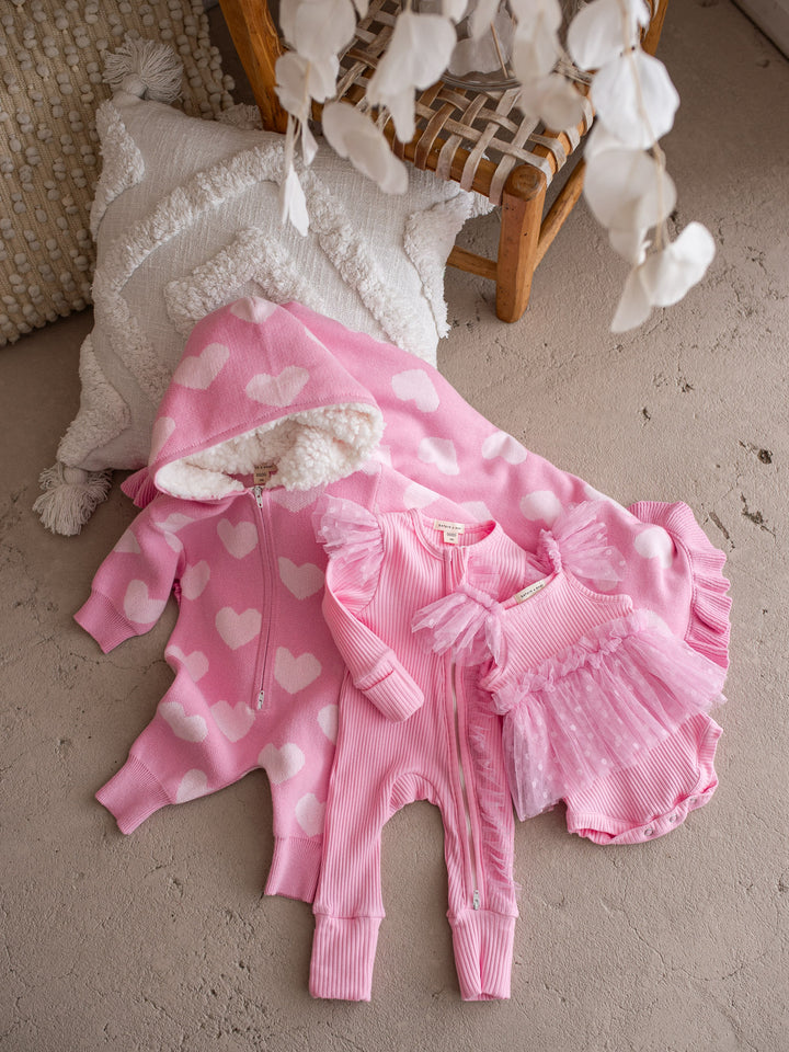 Lovebug - Frill Knitted Baby Blanket - Pink