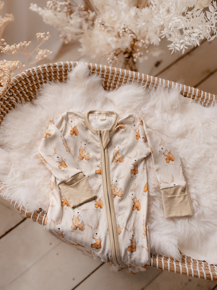 Bunny Kisses Onesie - Light Beige