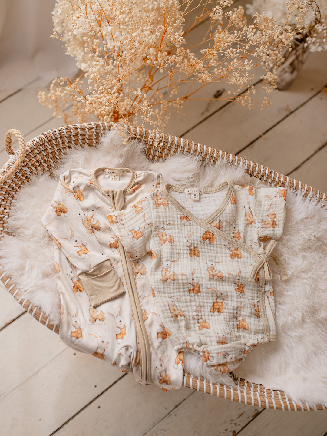 Bunny Kisses Onesie - Light Beige