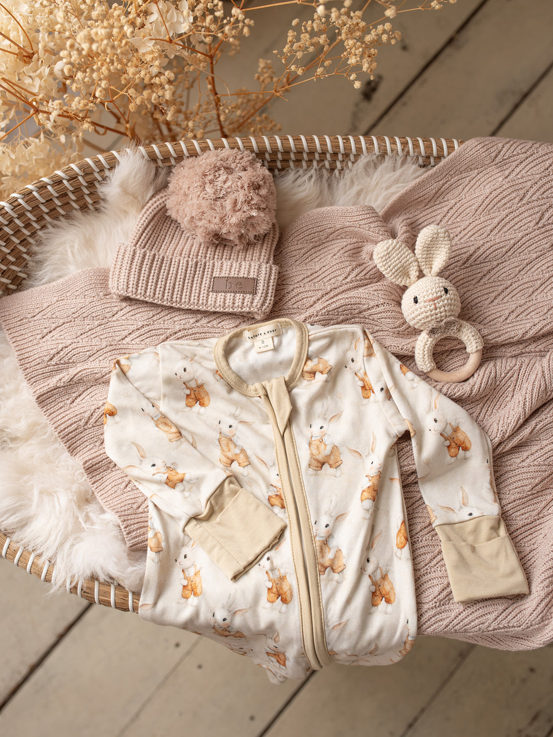 Bunny Kisses Onesie - Light Beige