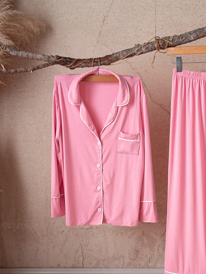 Cloud Bamboo Sleep Shirt for Mamas - Long Sleeve Blush