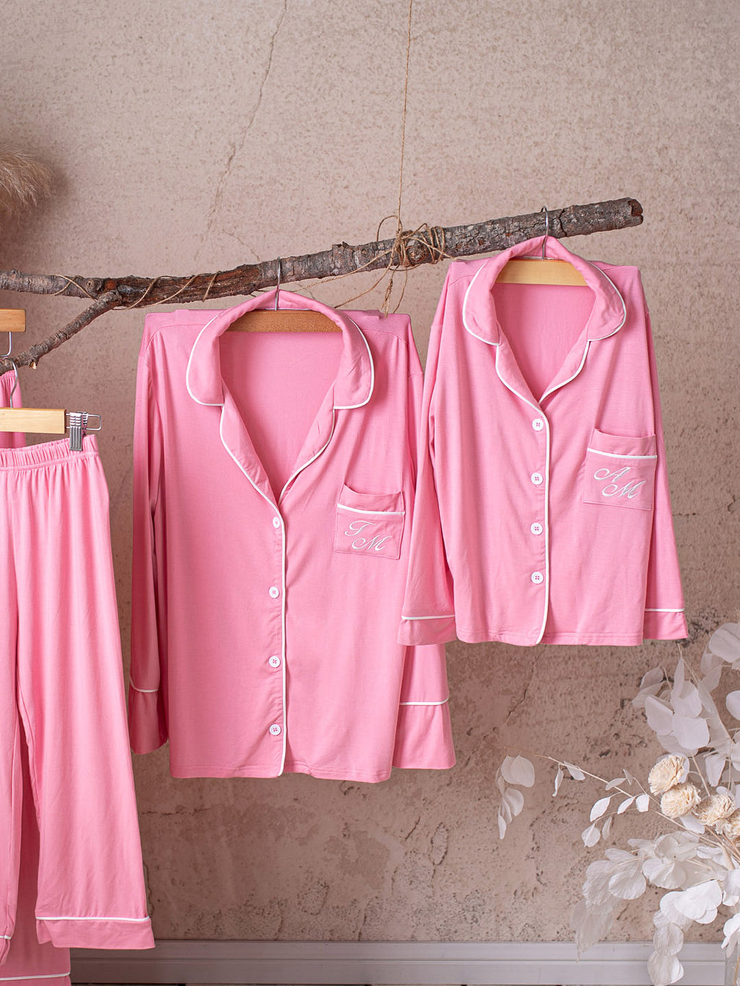 Cloud Bamboo Personalised Sleep Shirt for Mamas - Long Sleeve Blush
