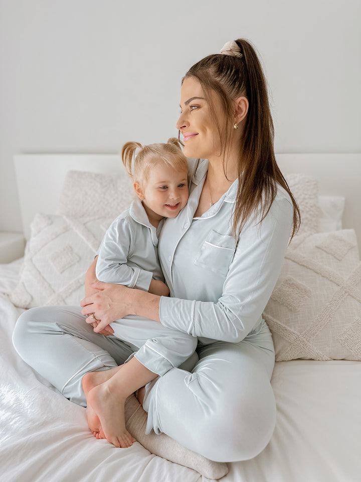 Cloud Bamboo Sleep Shirt for Mamas - Long Sleeve Ice Blue