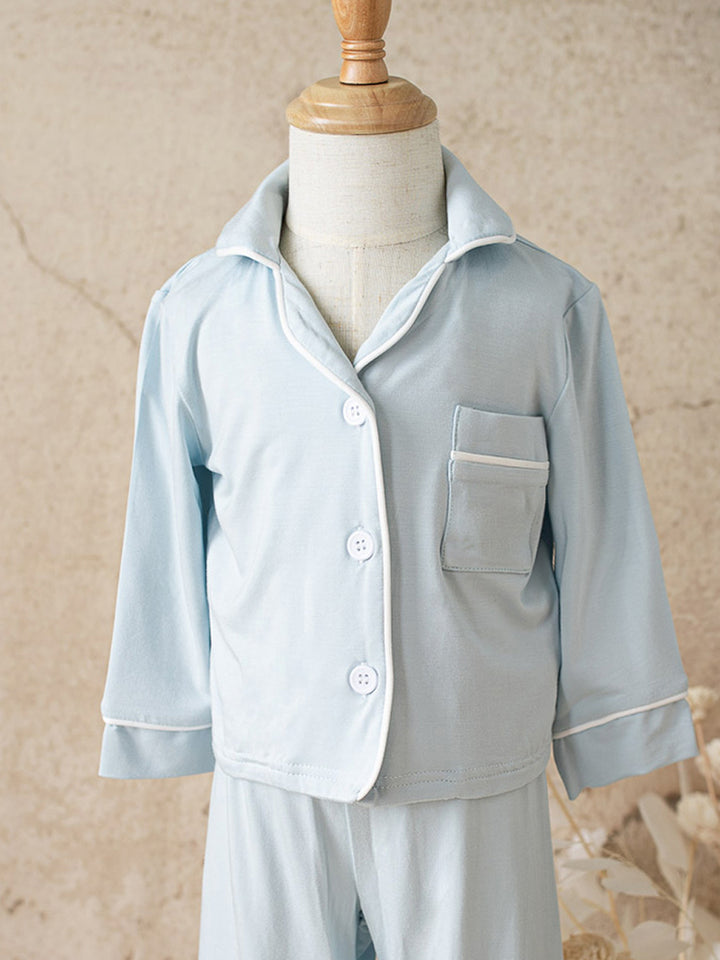 Cloud Bamboo Sleep Shirt for Kids - Long Sleeve Ice Blue