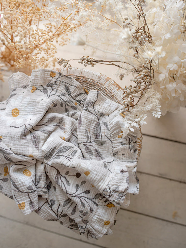 Lullaby Floral - Lux Muslin Gauze Blanket - Daisy