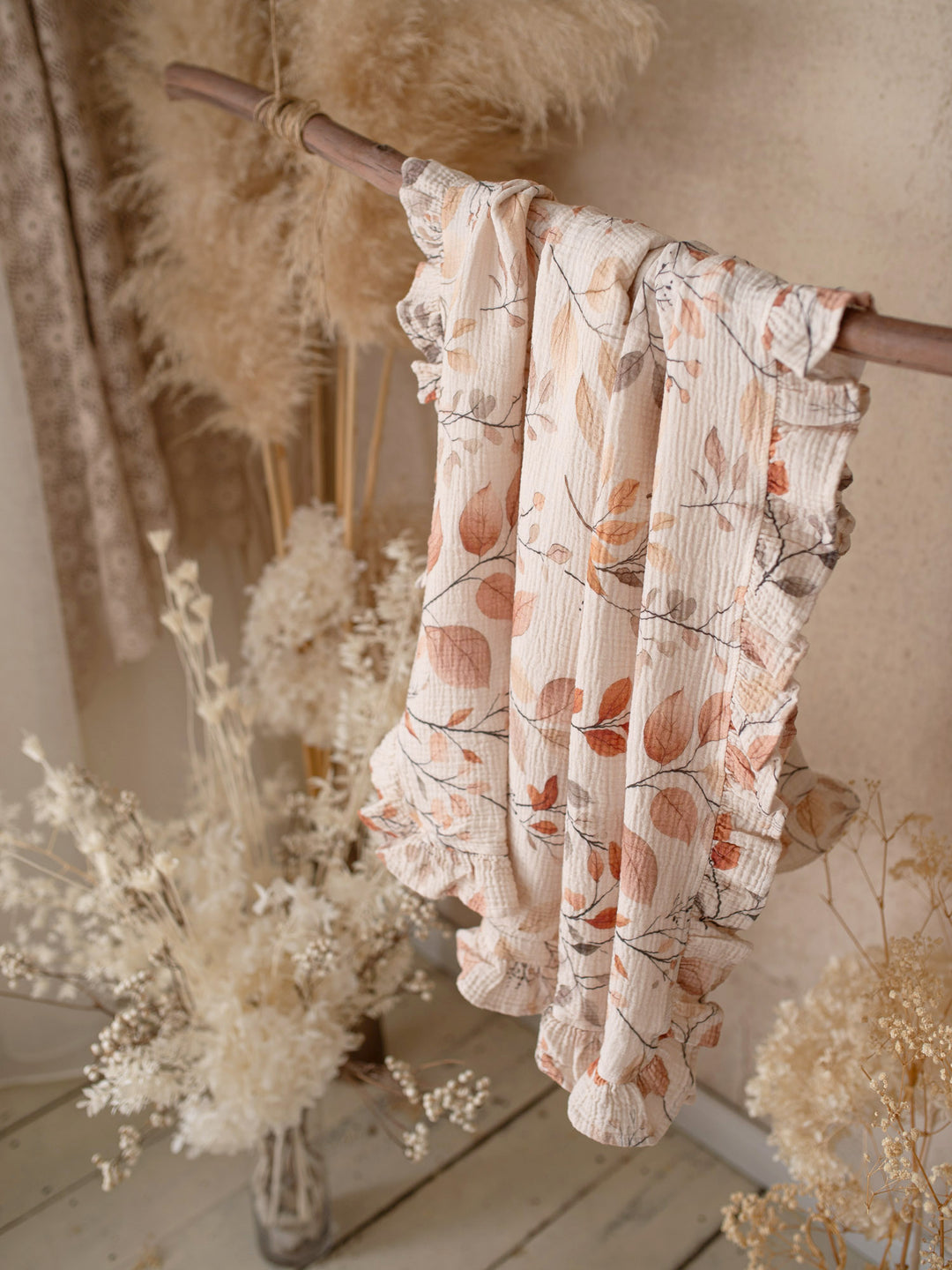 Lullaby Floral - Lux Muslin Gauze Blanket - Leaves