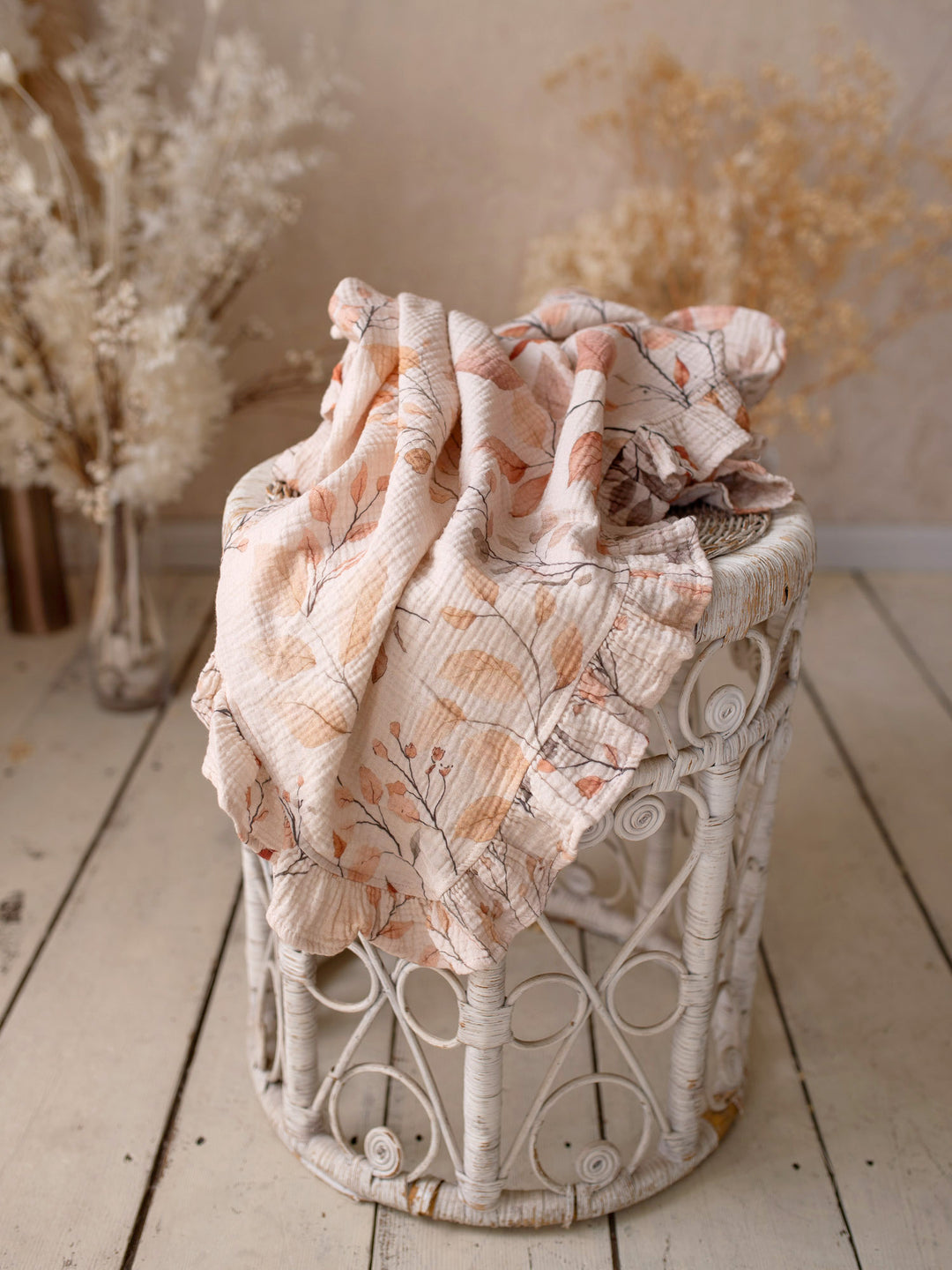 Lullaby Floral - Lux Muslin Gauze Blanket - Leaves