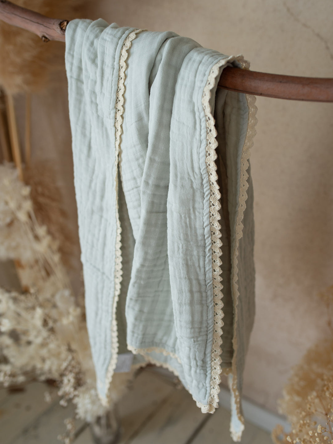 Lullaby Lace - Lux Muslin Gauze Blanket - Seafoam