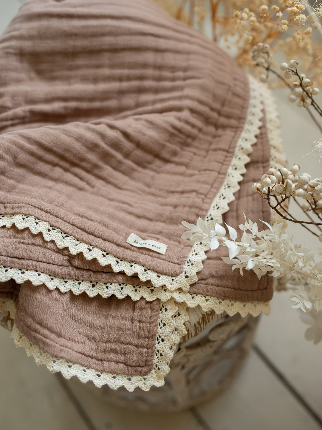 Lullaby Lace - Lux Muslin Gauze Blanket - Woodsmoke