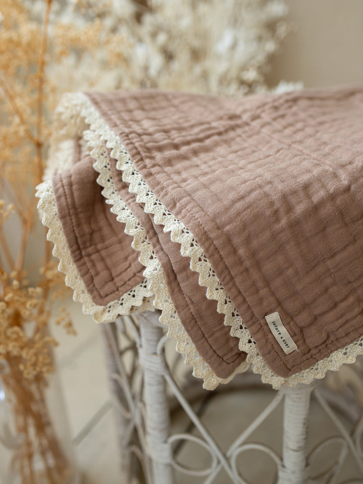 Lullaby Lace - Lux Muslin Gauze Blanket - Woodsmoke