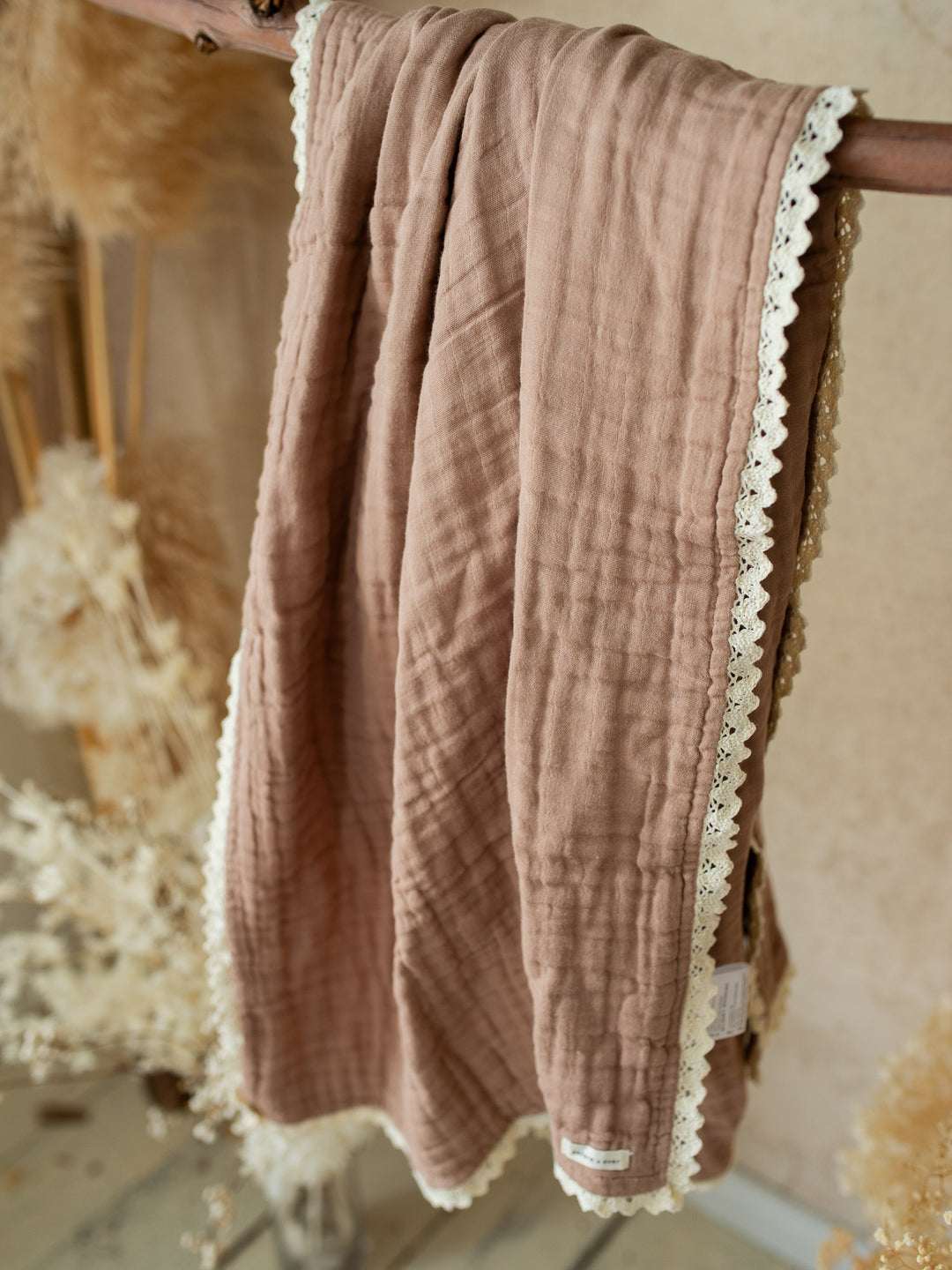 Lullaby Lace - Lux Muslin Gauze Blanket - Woodsmoke