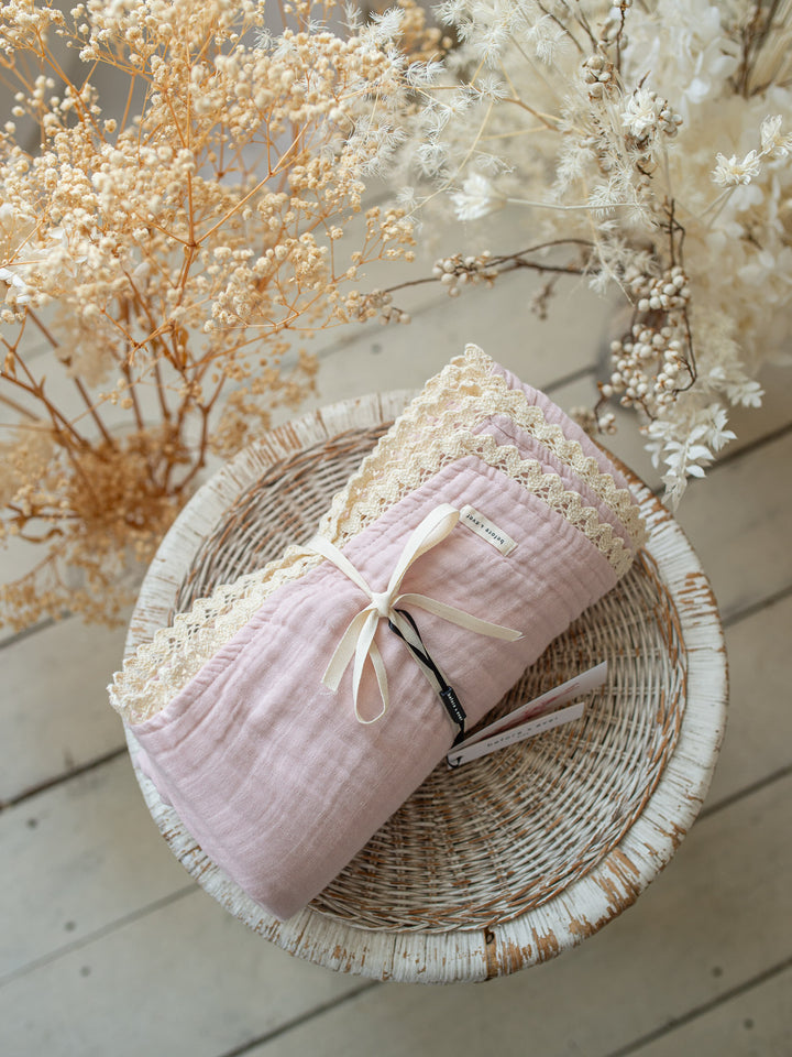 Lullaby Lace - Lux Muslin Gauze Blanket - Ballet Pink