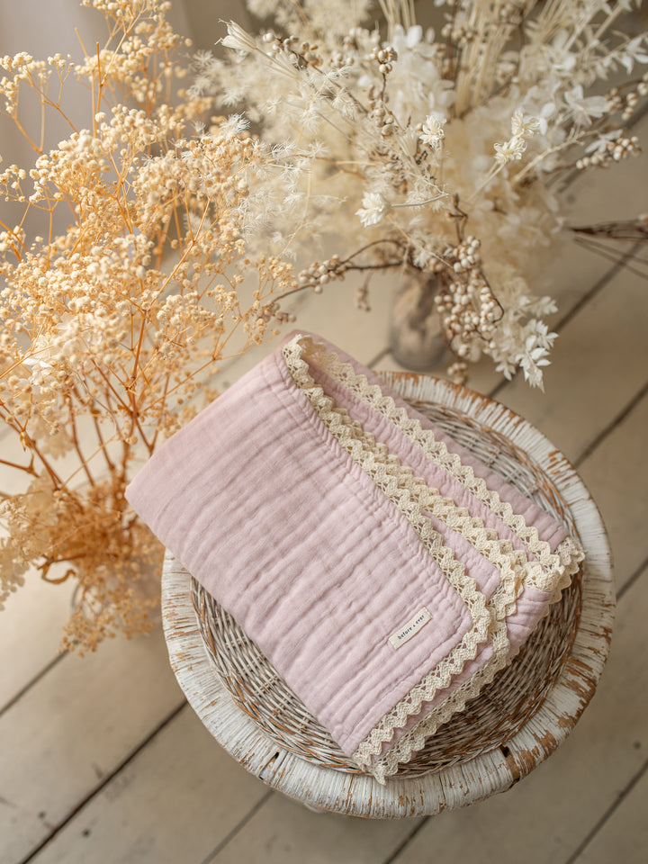 Lullaby Lace - Lux Muslin Gauze Blanket - Ballet Pink