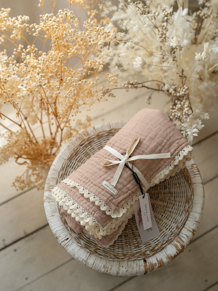 Lullaby Lace - Lux Muslin Gauze Blanket - Tan