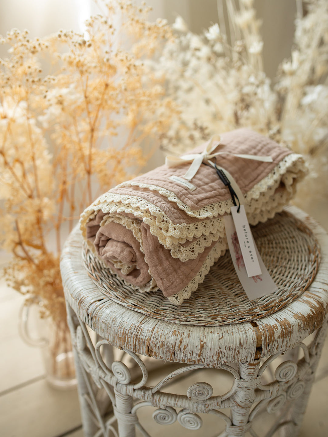 Lullaby Lace - Lux Muslin Gauze Blanket - Tan