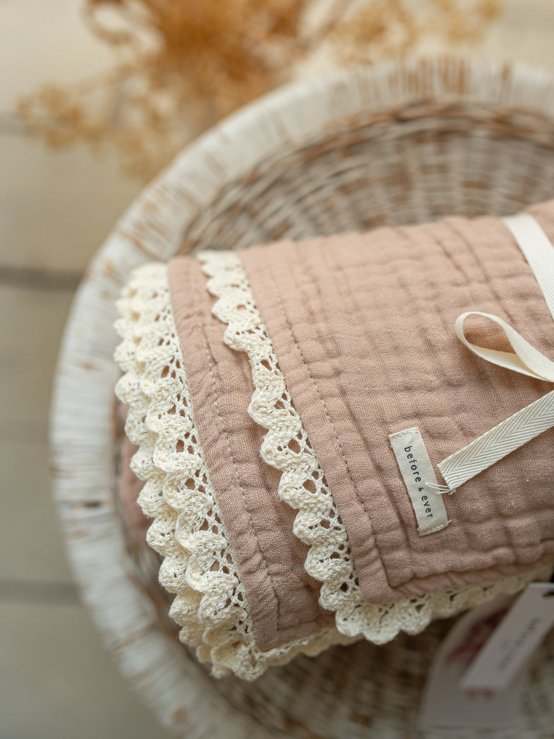 Lullaby Lace - Lux Muslin Gauze Blanket - Tan