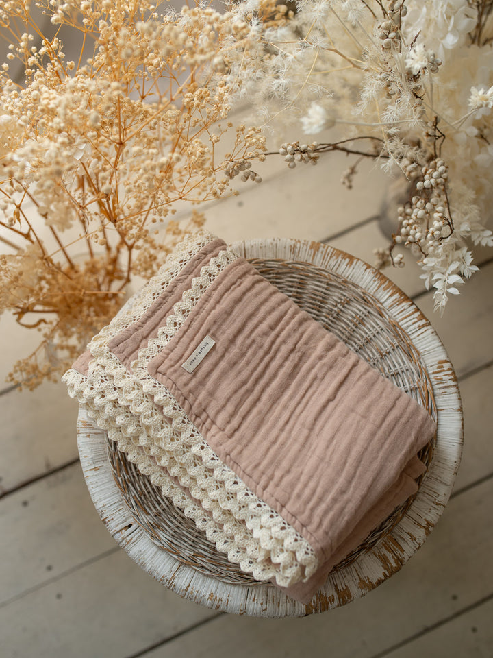 Lullaby Lace - Lux Muslin Gauze Blanket - Tan