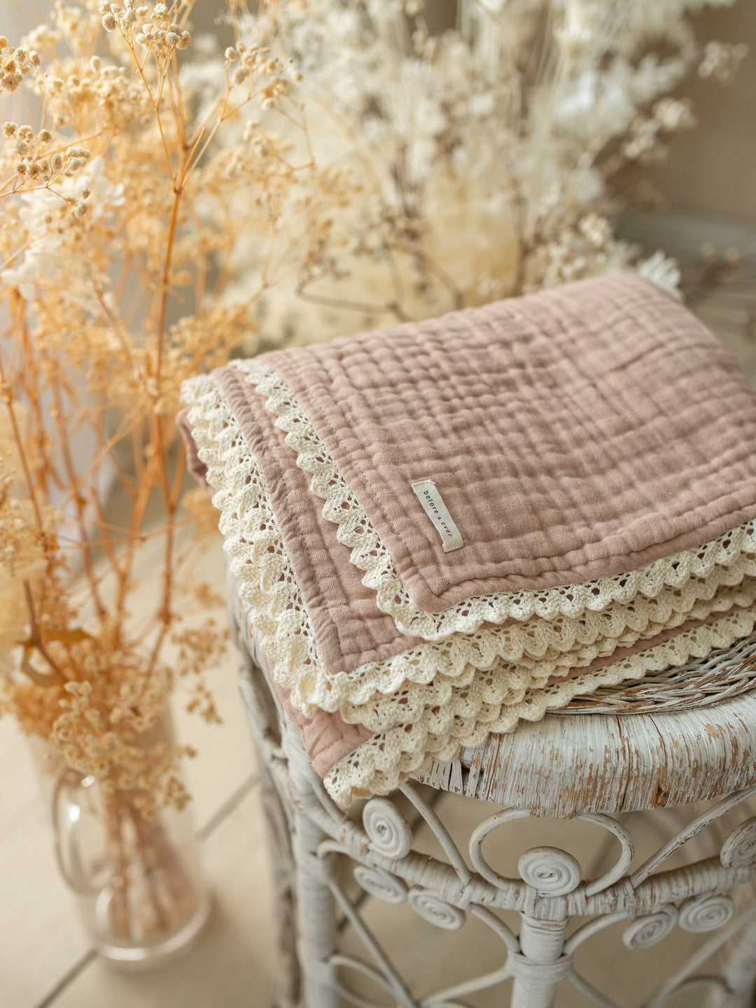 Lullaby Lace - Lux Muslin Gauze Blanket - Tan