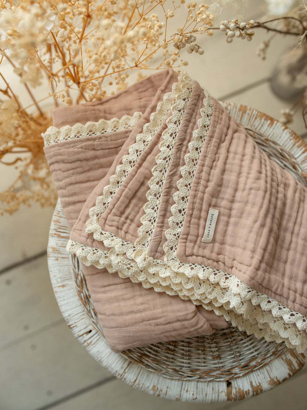 Lullaby Lace - Lux Muslin Gauze Blanket - Tan