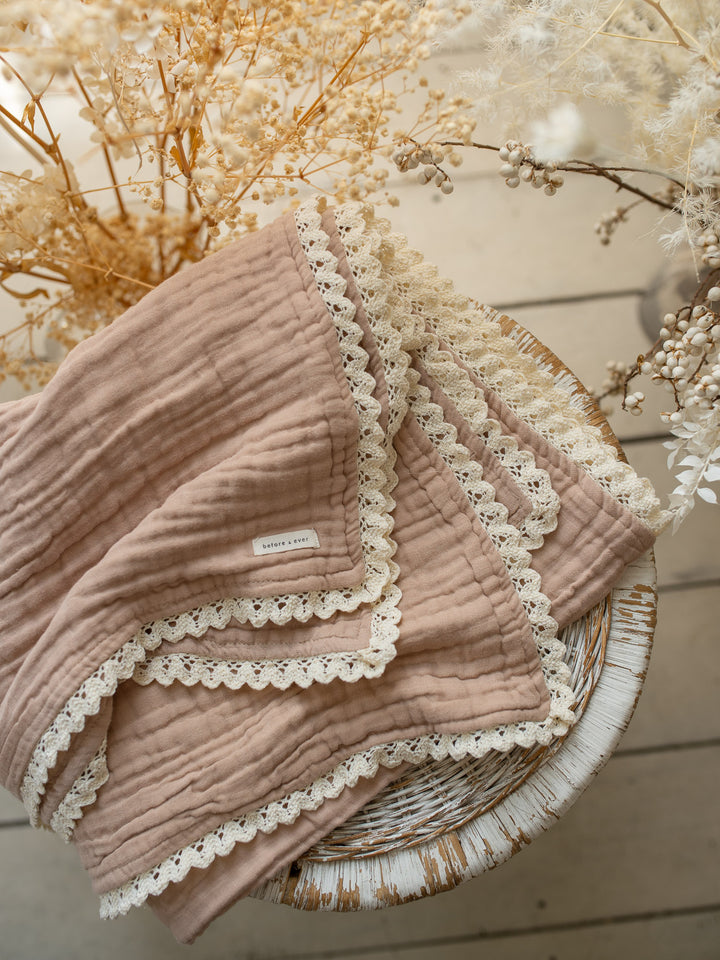 Lullaby Lace - Lux Muslin Gauze Blanket - Tan