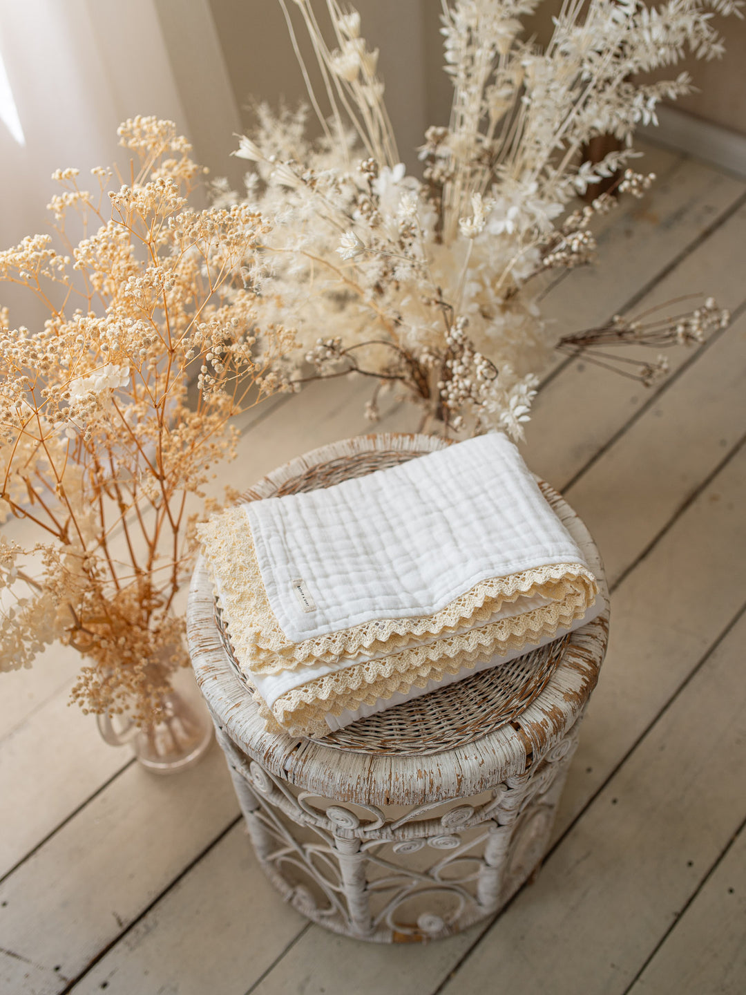 Lullaby Lace - Lux Muslin Gauze Blanket - White