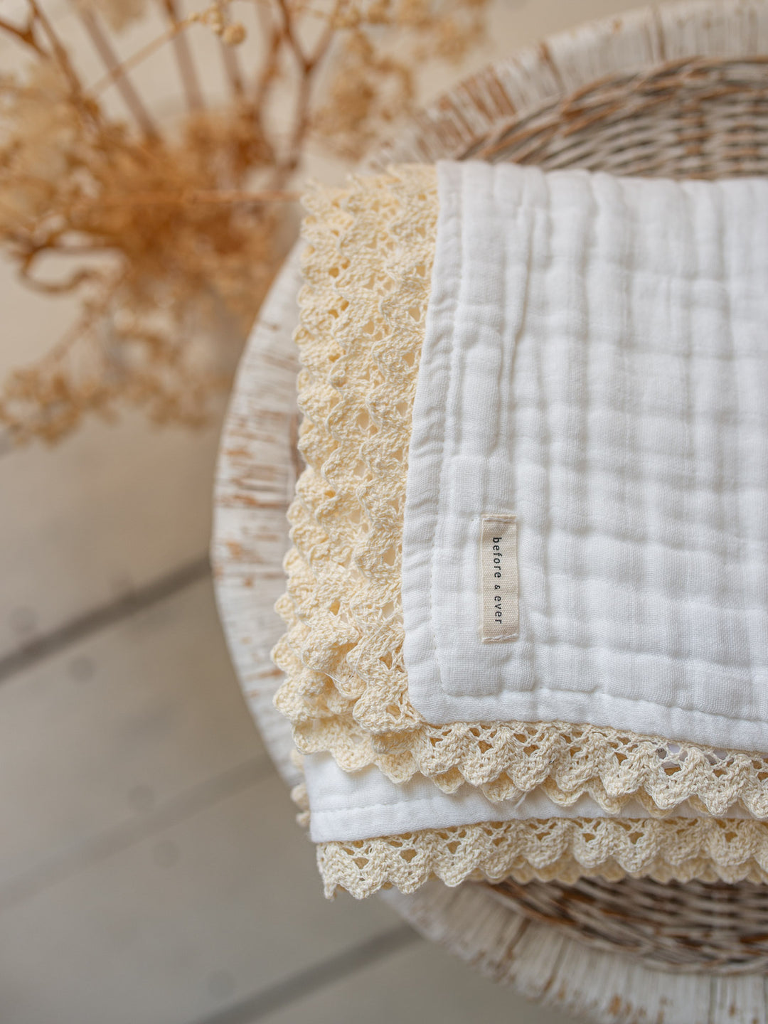 Lullaby Lace - Lux Muslin Gauze Blanket - White