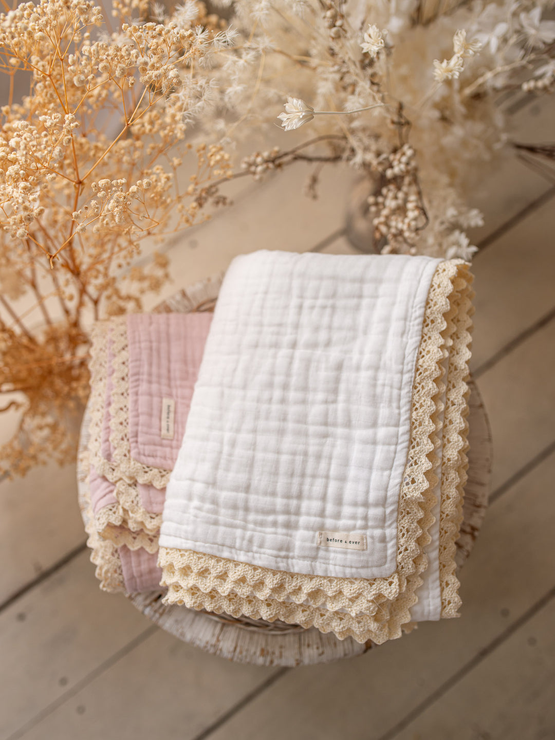 Lullaby Lace - Lux Muslin Gauze Blanket - White