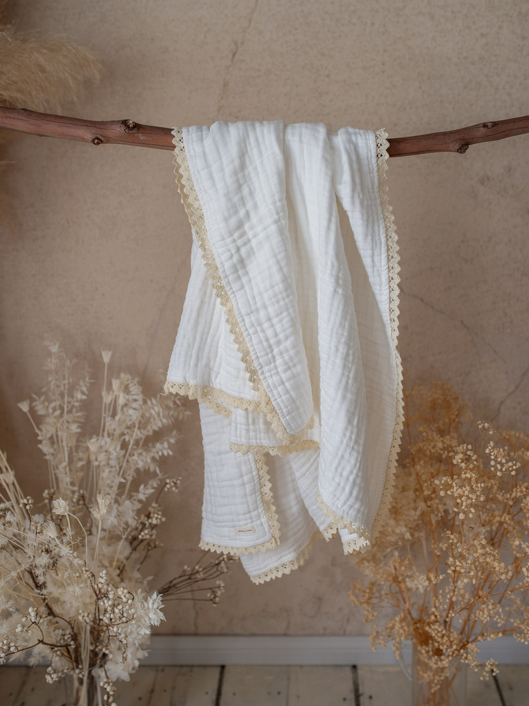 Lullaby Lace - Lux Muslin Gauze Blanket - White