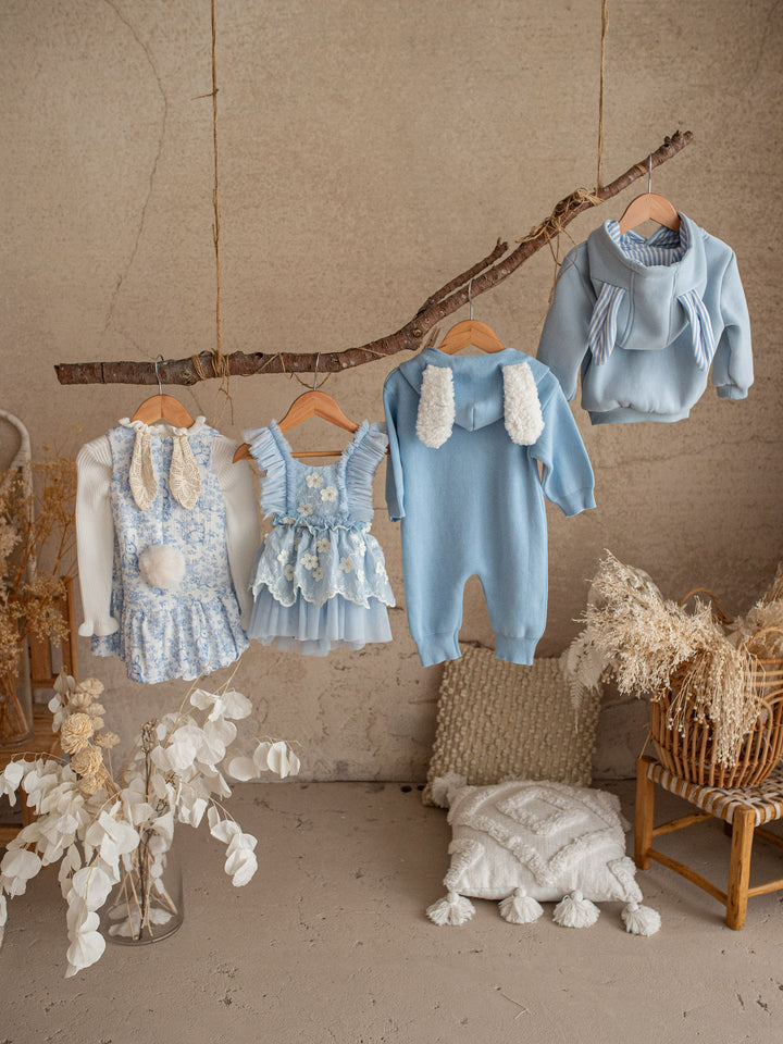 Little Bunny Knit Jumpsuit - Blue