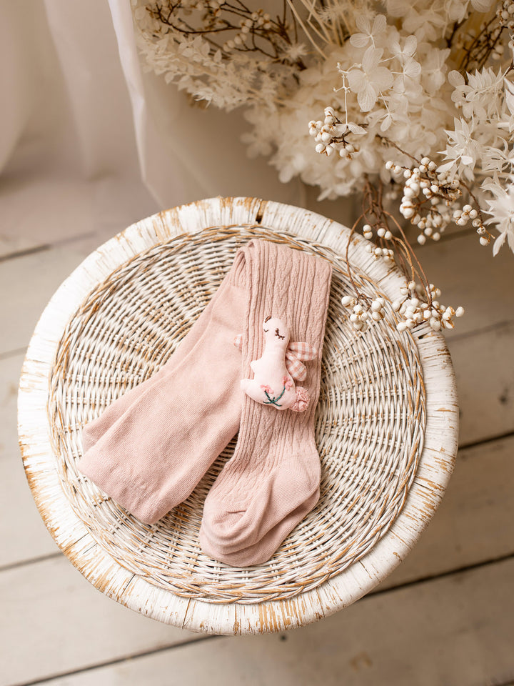 Zala Bunny Tights - Dusty Pink