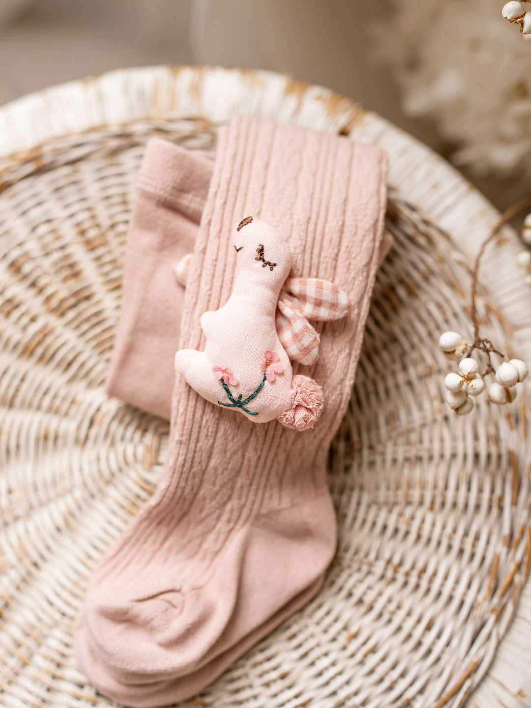 Zala Bunny Tights - Dusty Pink