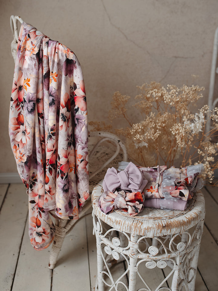 Flower Story Baby Swaddle - Lilac