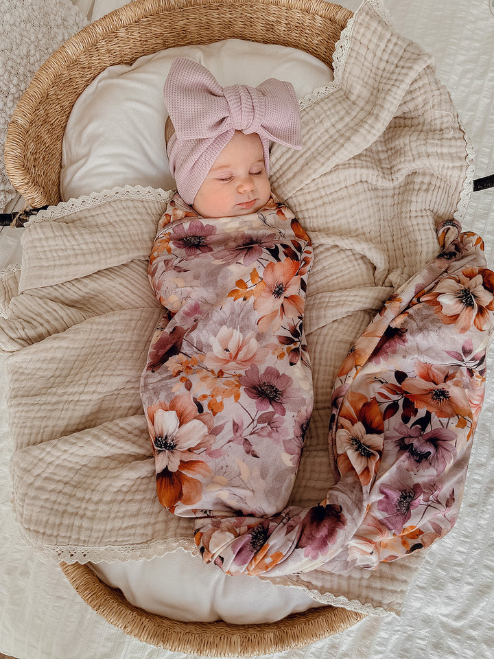 Flower Story Baby Swaddle - Lilac