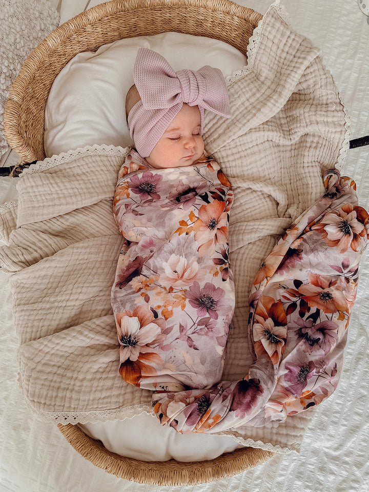 Flower Story Baby Swaddle - Lilac