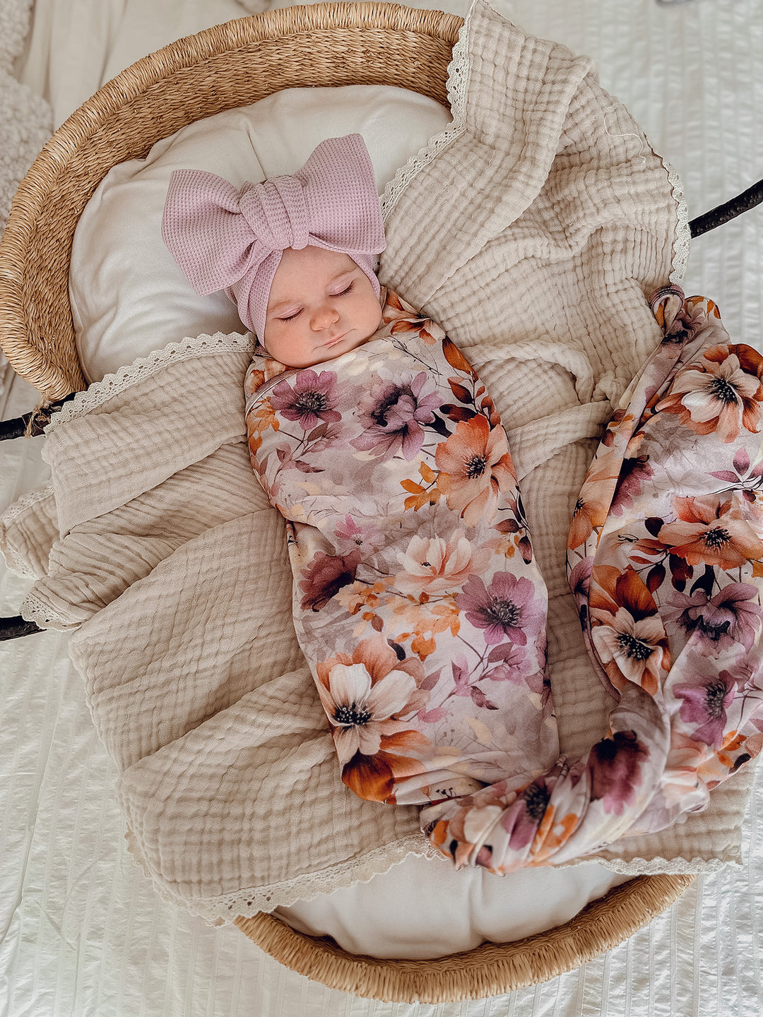 Flower Story Baby Swaddle - Lilac