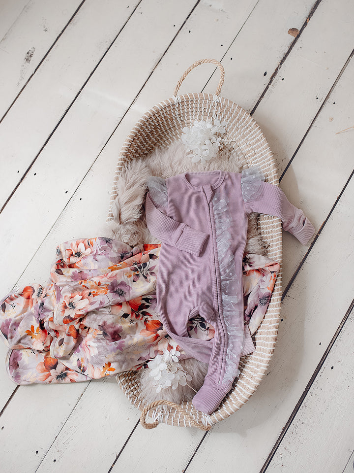 Flower Story Baby Swaddle - Lilac