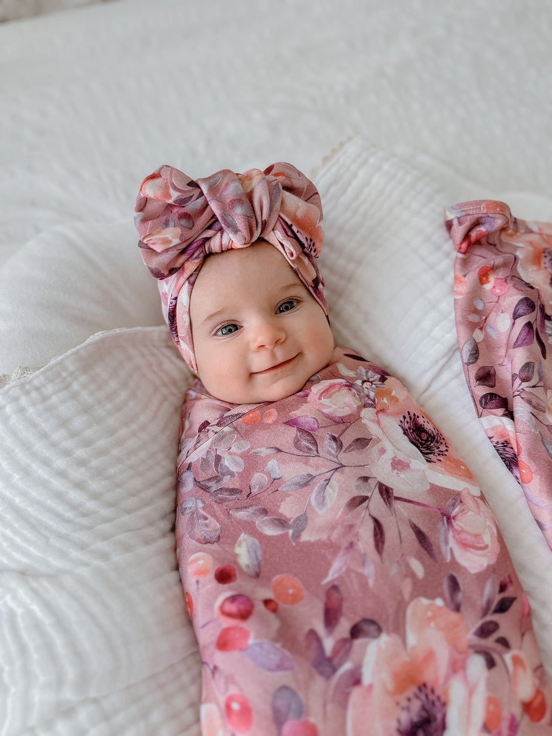 Flower Story Baby Swaddle - Mauve