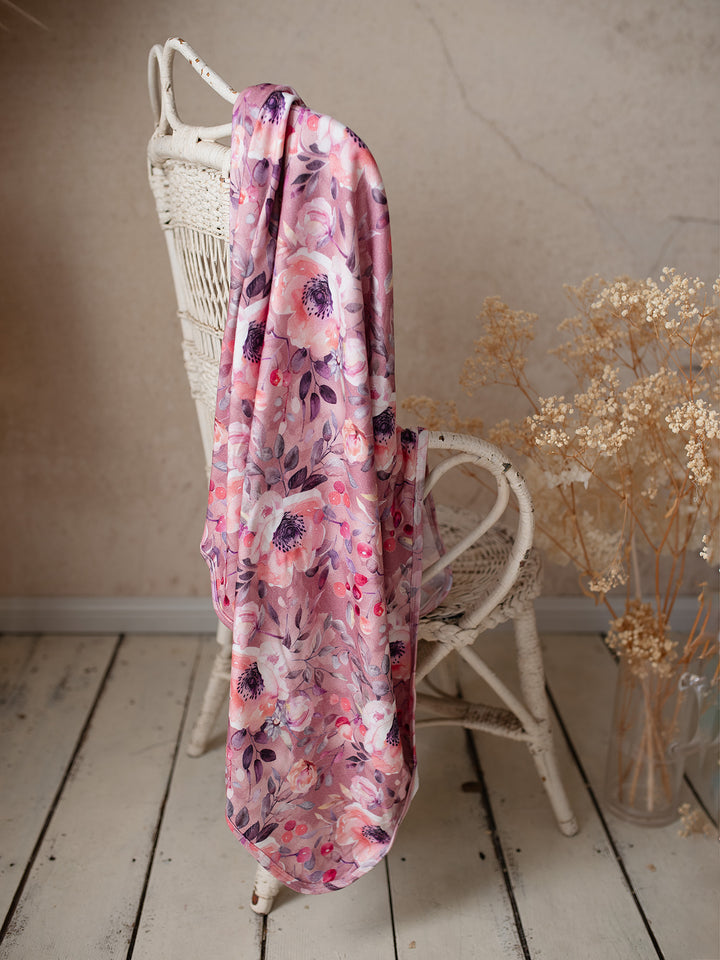 Flower Story Baby Swaddle - Mauve