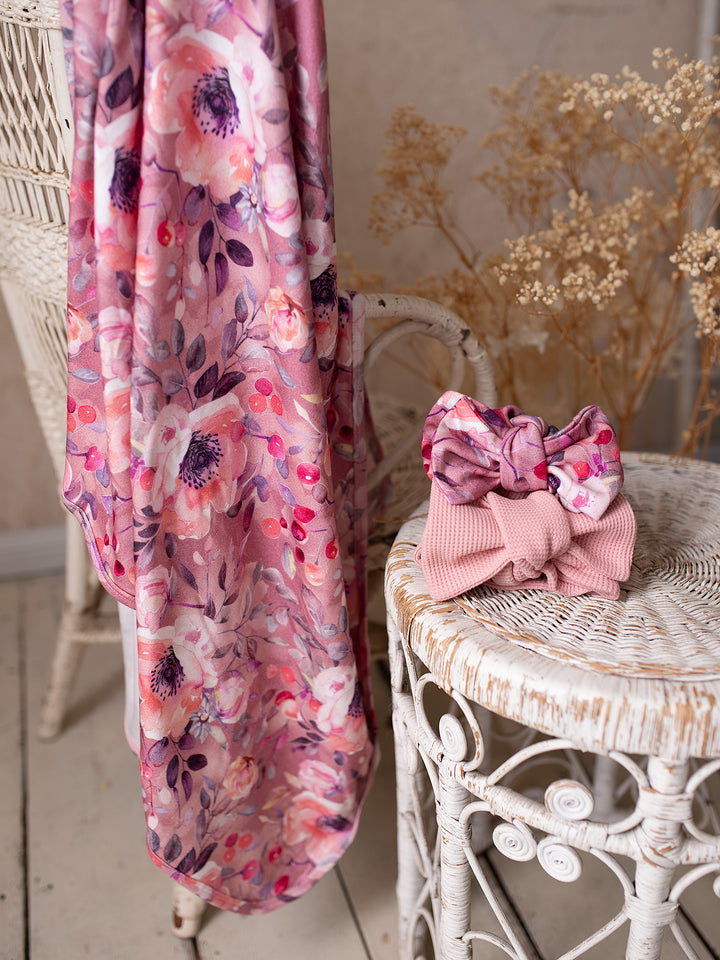 Flower Story Baby Swaddle - Mauve