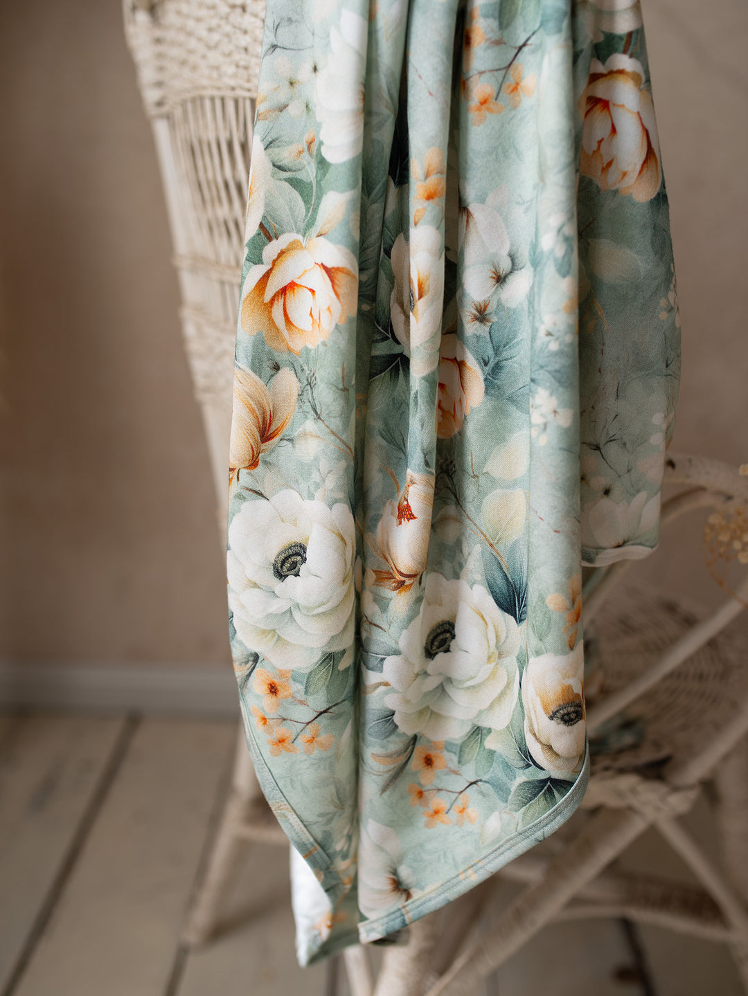 Flower Story Baby Swaddle - Sage