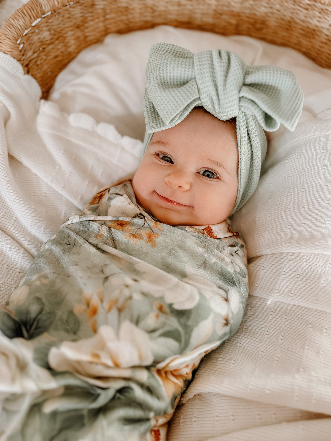 Flower Story Baby Swaddle - Sage