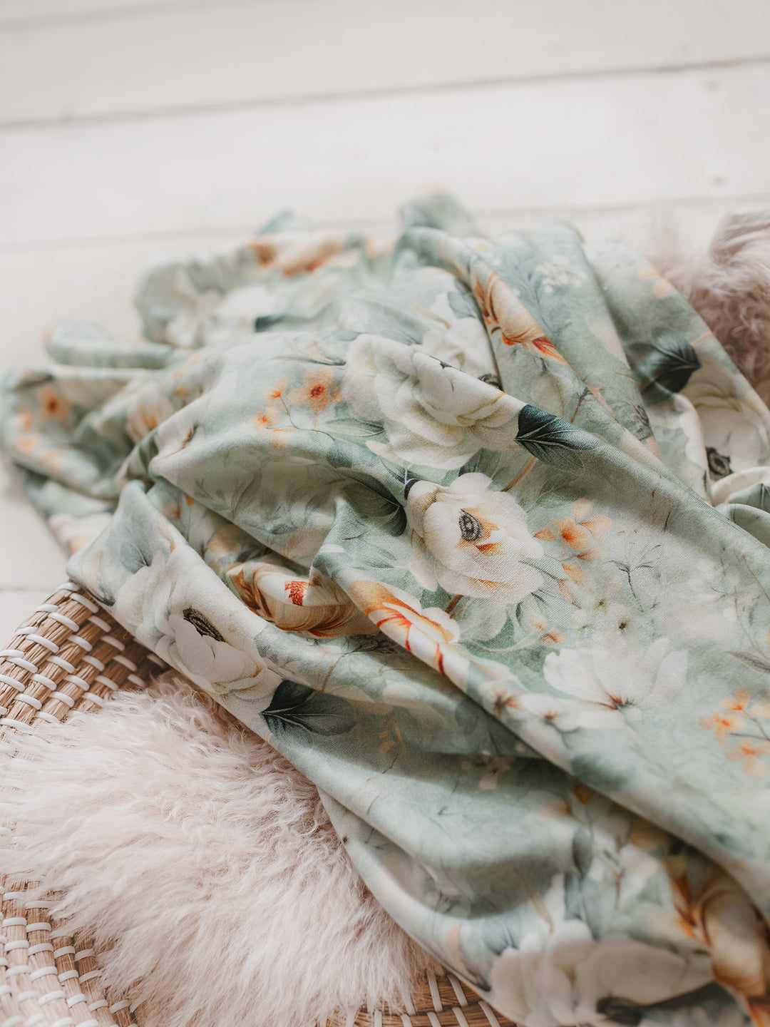 Flower Story Baby Swaddle - Sage