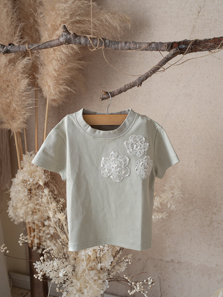 Love & Lace T-Shirt for Girls - Dusty Sage