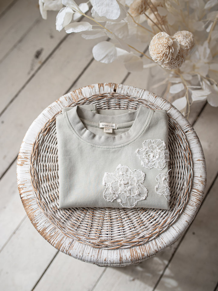 Love & Lace T-Shirt for Girls - Dusty Sage
