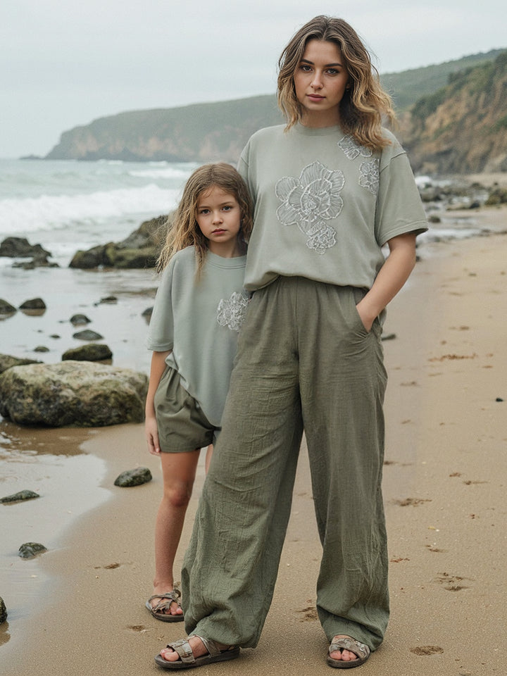 Love & Lace T-Shirt for Girls - Dusty Sage
