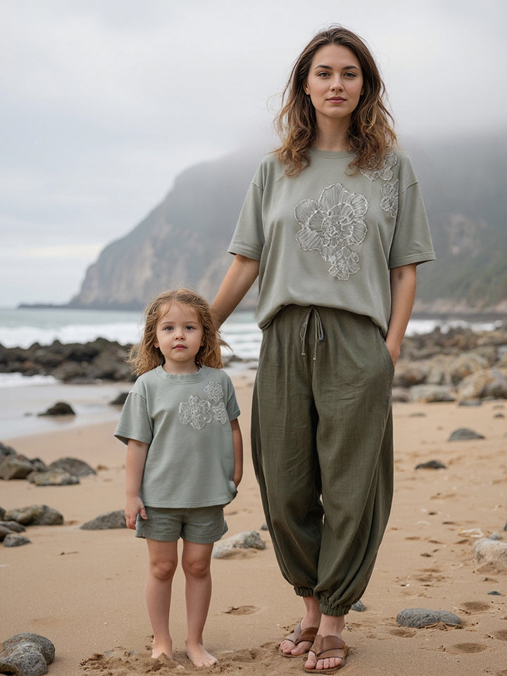 Love & Lace T-Shirt for Girls - Dusty Sage